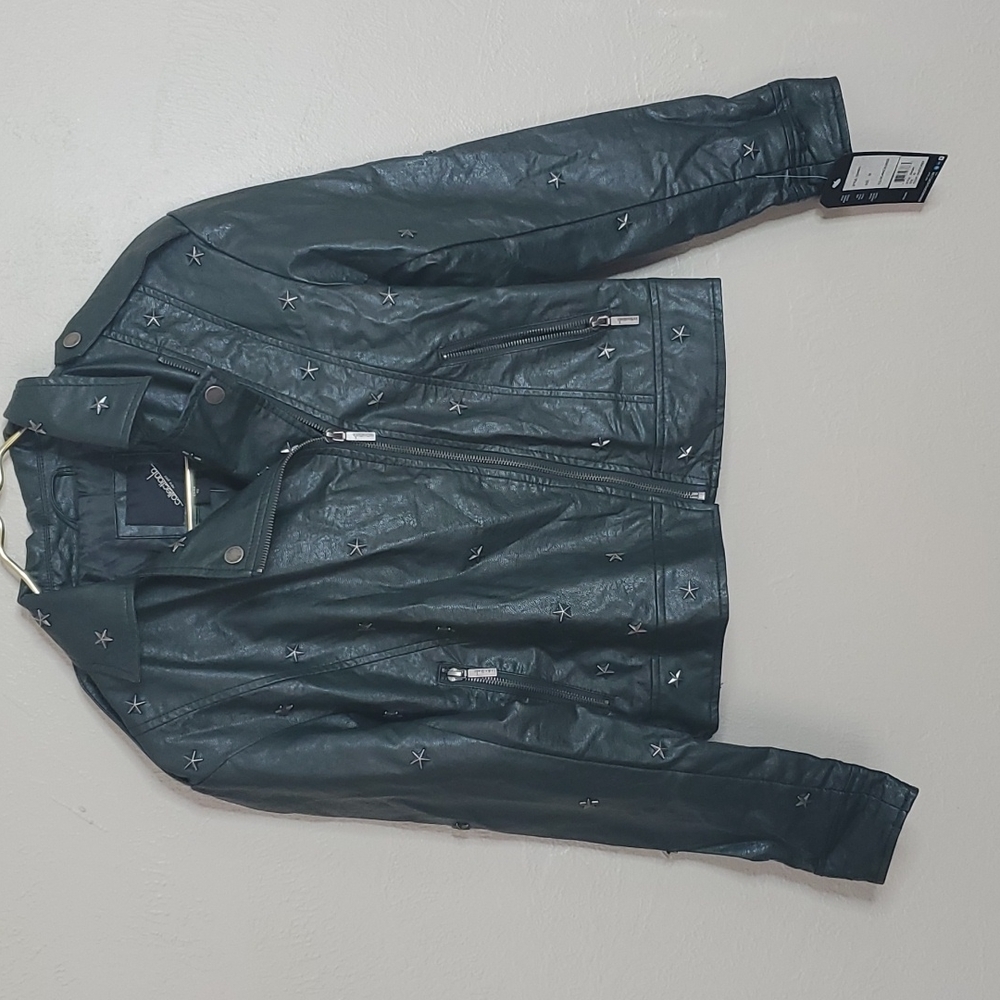 Collection B Vegan Leather Star Moto Jacket Size XS NEW WITH TAGS